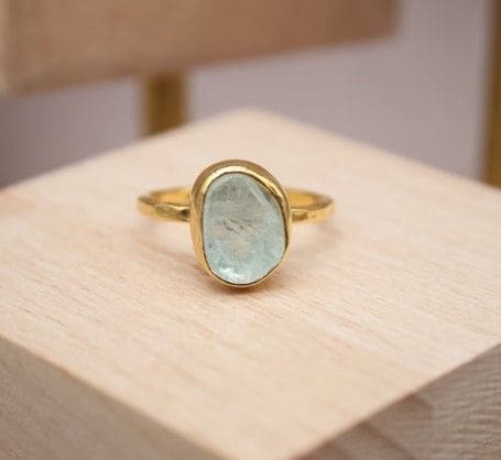 Aquamarine 925 Sterling Silver Handmade Ring - By Advait Craft