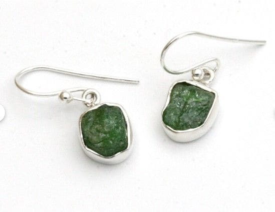 Emerald Drop Rough Gemstone Handmade Earrings - By Inishacreation