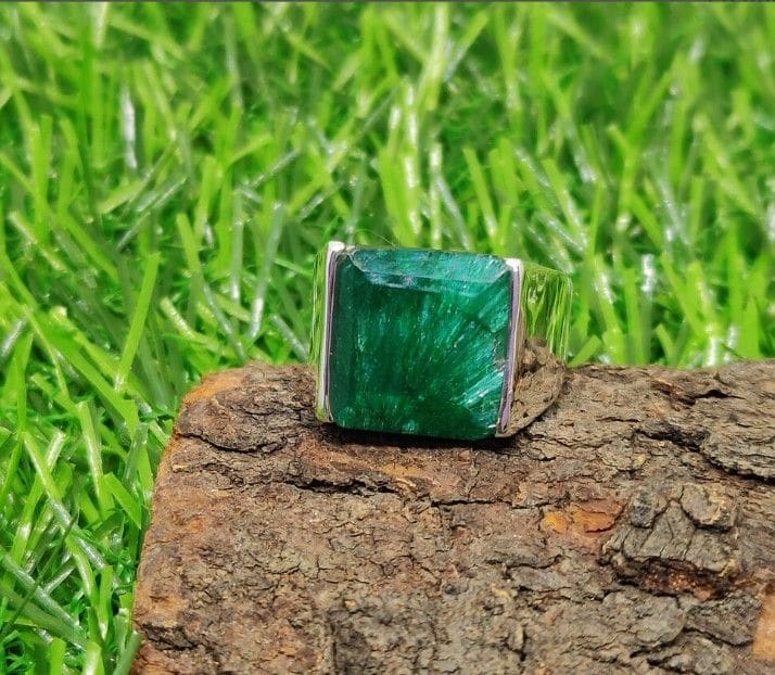 Emerald Solid 925 Sterling Silver Handmade Ring For Women - By Inishacreation