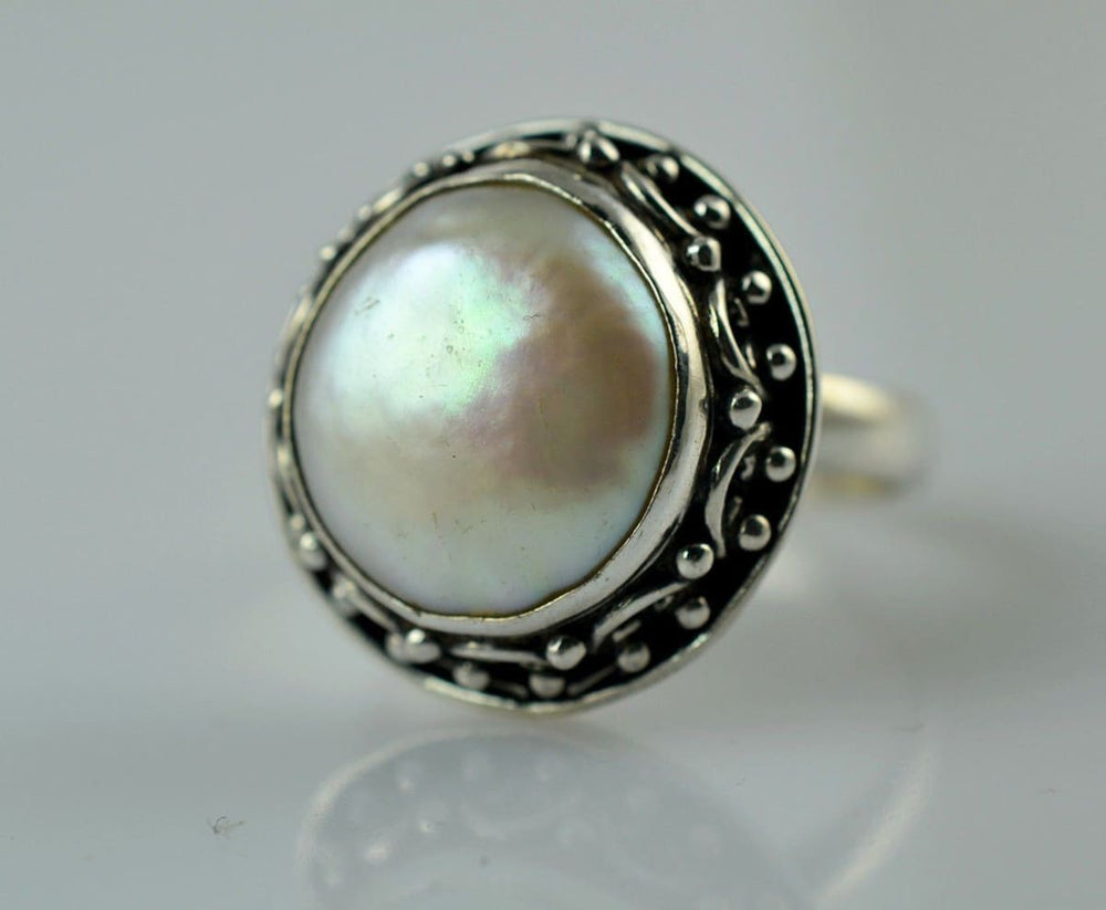 Freshwater Coin Pearl 925 Sterling Silver Handmade Ring - By Navyacraft