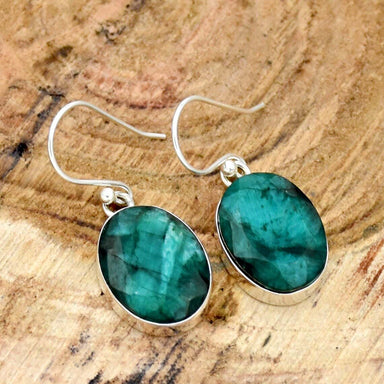Indian Emerald 925 Sterling Silver Earring For Girls Oval Bohemian Jewelry Christmas Gift - By Inishacreation