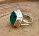 Indian Emerald 925 Sterling Silver Handmade Boho Cushion Shaped Green Gemstone Wedding Dainty Ring - By Inishacreation
