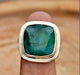 Indian Emerald 925 Sterling Silver Handmade Boho Cushion Shaped Green Gemstone Wedding Dainty Ring - By Inishacreation