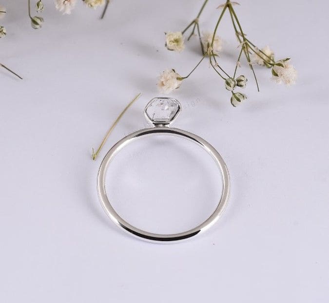 Natural Herkimer Diamond Gemstone Handmade Jewelry Ring - By Inishacreation