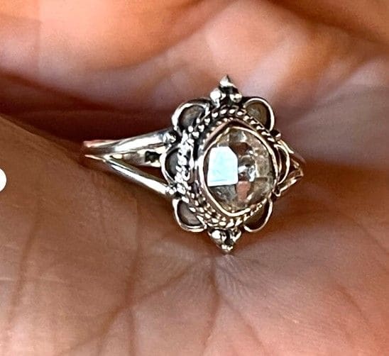Natural Herkimer Diamond Ring 925 Sterling Silver Jewelry - By Inishacreation