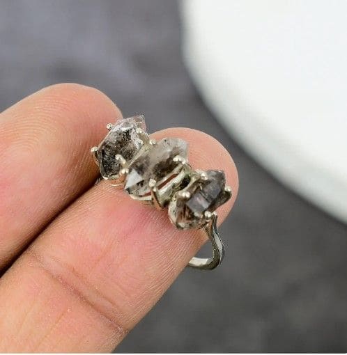 Natural Herkimer Diamond Sterling Silver Handmade Ring - By Inishacreation