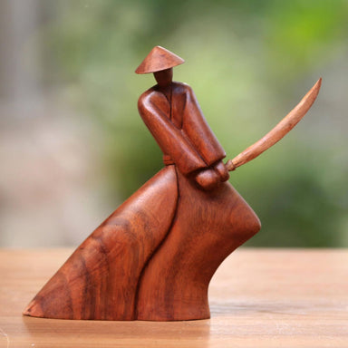 Novica Indonesian Samurai Wood Sculpture - By Novica