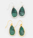 Silver Raw Emerald Earrings Dangle Teardrop May Birthstone - By Inishacreation