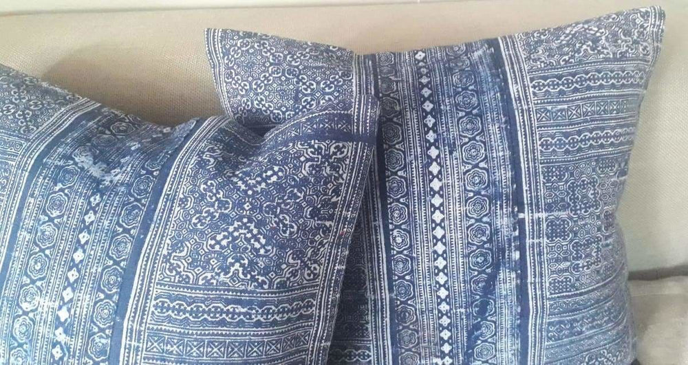 pillows & cushions 2 Hmong Thai Hemp Embroidered Hobo Boho Cushion Pillow Covers - by lannathaicreations