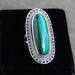 rings Amazing Statement Design Vintage Art Deco Style Cocktail Large Oval Cut Cabochon Malachite Halo Sterling Silver Ring - by 