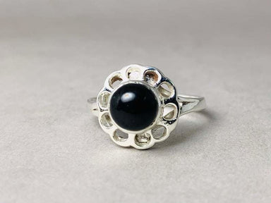 Black Onyx RIng 925 Silver Ring Bohemian Handmade Round Woman December Birthstone Gift - by Heaven Jewelry