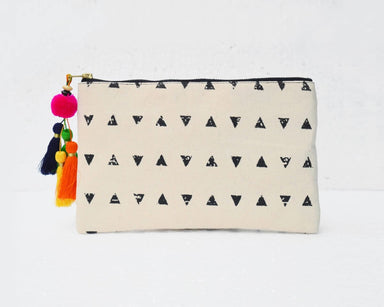 Black And White Geometric Pattern Aztec Purse Make Up Or Cosmetic Bag Utility Pouch 5x9 Inches - By Vliving