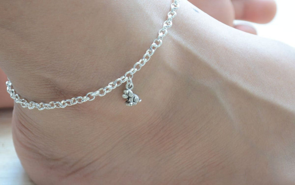 anklets Dog Lovers Contemporary Minimalist Anklet Silver Everyday Boho Style Unique Barefoot Jewelry - by Pretty Ponytails
