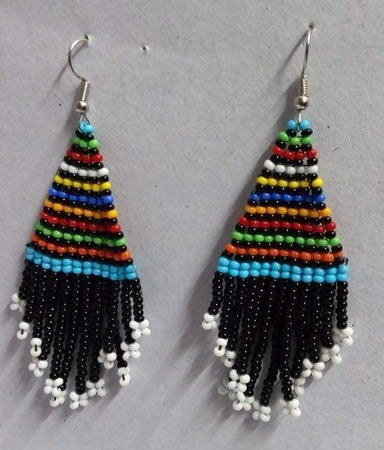 Earrings African beaded tassel earrings Handmade jewelry Dangling Black Christmas gift for her Moms Women - Title by Naruki Crafts
