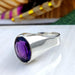 Ring February Birthstone Natural Dark Purple Amethyst ring signet 925 sterling silver unisex mens gemstone - by GIRIVAR CREATIONS