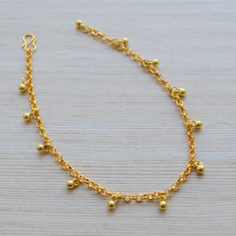 anklets Gold plated Anklet Bracelet for women Dainty Beaded simple boho ankle jewelry Indian Payal accessory girls kids - by Pretty 