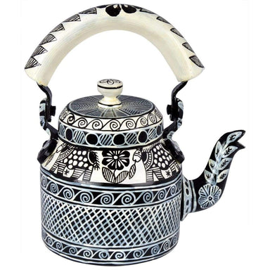 Painted Teapots KAUSHALAM HAND PAINTED TEA KETTLE (1000 ml): BLACK & WHITE