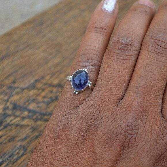 Rings Iolite Gemstone Sterling Silver Ring - Birthstone Jewelry