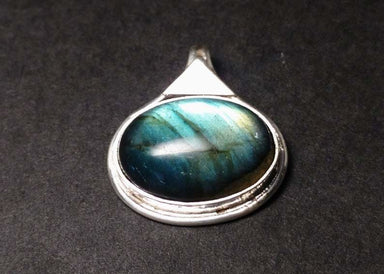 Labradorite Pendant Sterling Silver Natural Gemstone Stone Blue Fire 925 Boho Oval Shape