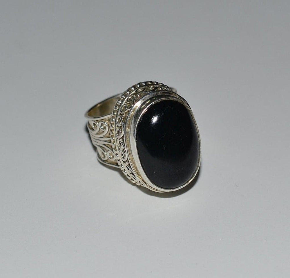 Genuine Black Onyx Silver Ring 925 Solid Sterling Jewelry - By Navyacraft