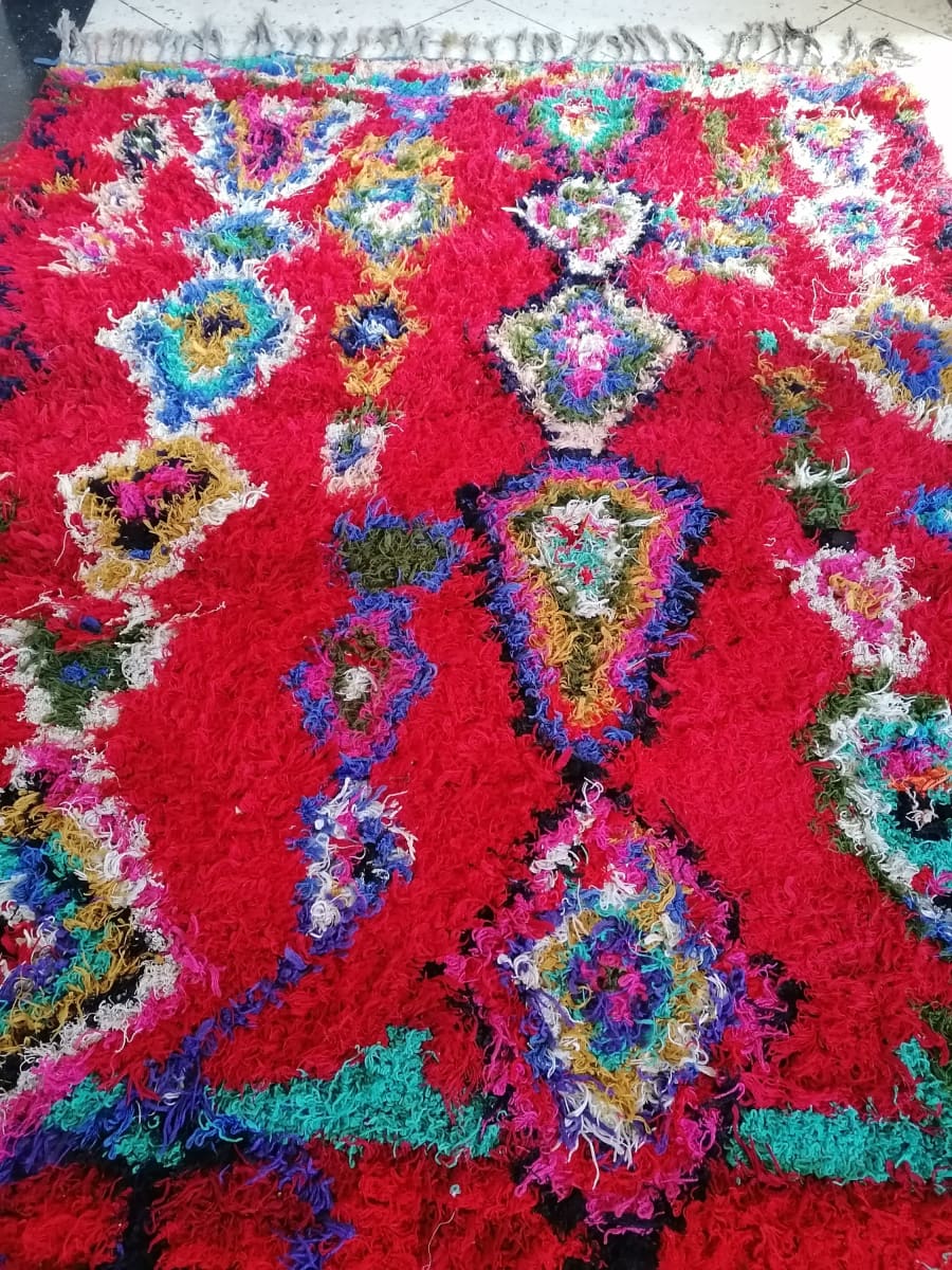 Moroccan Boucherouite Rug Colorful Shag Accent - by Home