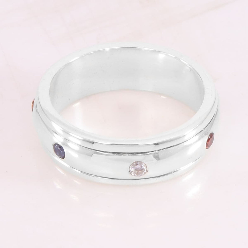 Sterling silver Seven Chakra Spinner Ring Tanzanite Amethyst Blue Topaz Citrine Peridot Ruby Iolite Gemstone Meditation