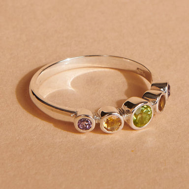 Rings Multistone Ring 925 Solid Silver Peridot Citrine Amethyst Multi-color Gemstone For Women Wedding Anniversary Gift Jewelry - by 