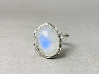 Rainbow Moonstone Ring 925 Sterling Silver Handmade Jewelry Gemstone Oval Blue - by Heaven