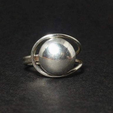 Silver Ball Ring Sterling Round Adjustable Stacking Handmade 925 Jewelry Gift