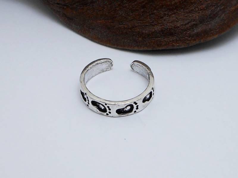 Rings Solid Sterling Silver Footprint Toe Ring,Feet Ring,Pinky Ring,Adjustable Ring,Fifth Finger Ring,Midi Ring,Body Jewelry,Gifts For her