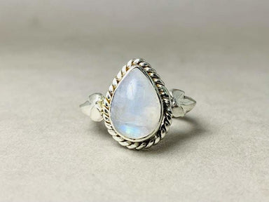 Teardrop Moonstone Ring 925 Silver Rainbow moonstone Pear Handmade Jewelry Woman - by Heaven