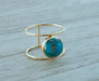 rings Turquoise Gold Statement 925 Sterling Silver Ring Handcrafted Blue Copper Jewelry For Her - by GIRIVAR CREATIONS