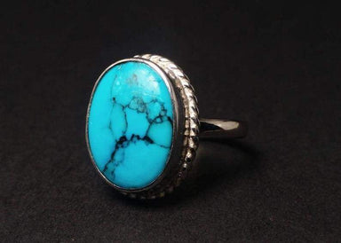 Turquoise Ring 925 Sterling Silver Handmade Blue Stone Simple Everyday Yoga Gift For Mother Fine