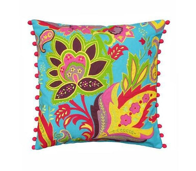 Turquoise Stylized Floral Embroidered Cushions - By Vliving