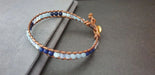4 Mm Blue Aquamarine Moonstone Lapis Leather Bracelet Beaded Women Anklet Unisex Bracelet,men - By Bymemade
