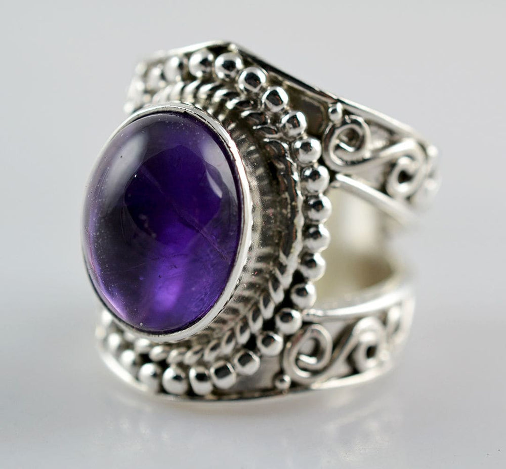 Amethyst 925 Solid Sterling Silver Handmade Ring For Women - By Navyacraft