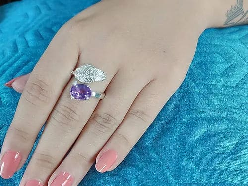 Amethyst Oval 925 Solid Sterling Silver Handmade Women Ring Us Size 4 To 13 - By Navyacraft
