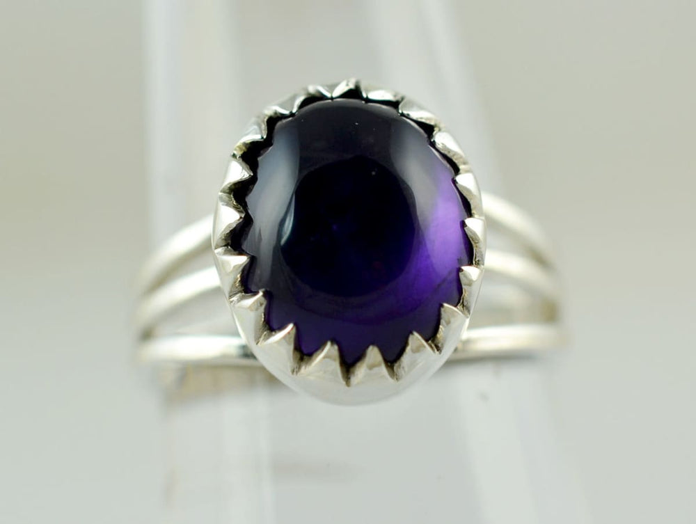 Amethyst Ring ~ Silver 925 Solid Sterling Purple Stone Hand Made - By Navyacraft