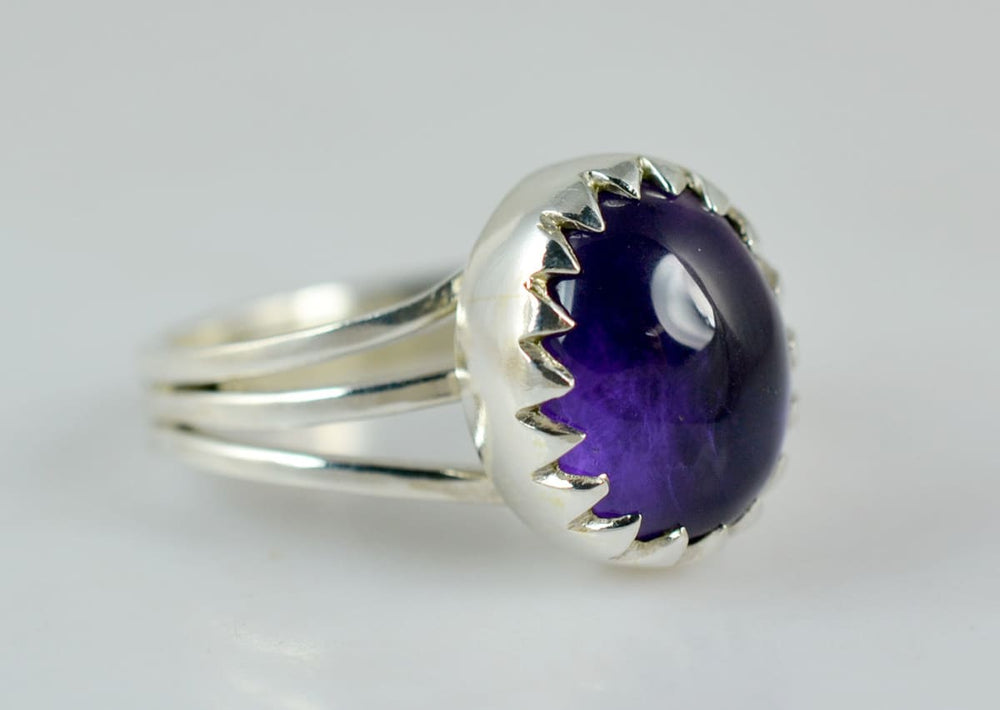 Amethyst Ring ~ Silver 925 Solid Sterling Purple Stone Hand Made - By Navyacraft