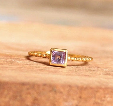 Amethyst Square Cut 925 Sterling Silver Handmade Ring - By Aayesha Craft