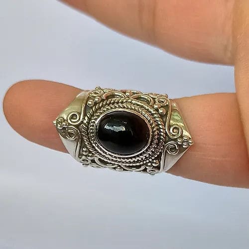 Black Onyx Ring 925 Solid Sterling Silver Jewelry Size 4 To 13 Us - By Navyacraft