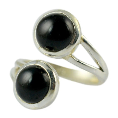 Black Onyx Round 925 Solid Sterling Silver Handmade Ring Size 4-13 Us - By Navyacraft