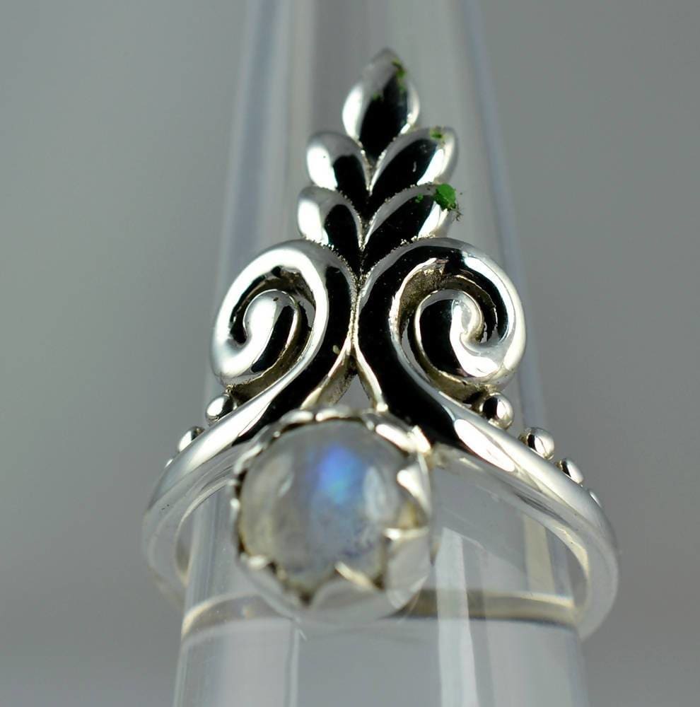 Blue Fire Rainbow Moonstone 925 Solid Sterling Silver Hand Made Designer Nickel Free - By Navyacraft