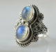 Blue Fire Rainbow Moonstone 925 Solid Sterling Silver Hand Made Designer Ring Nickel Free - By Navyacraft