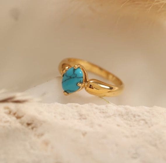 Blue Turquoise Gemstone Gold Filled 925 Sterling Silver Ring - By Advait Craft