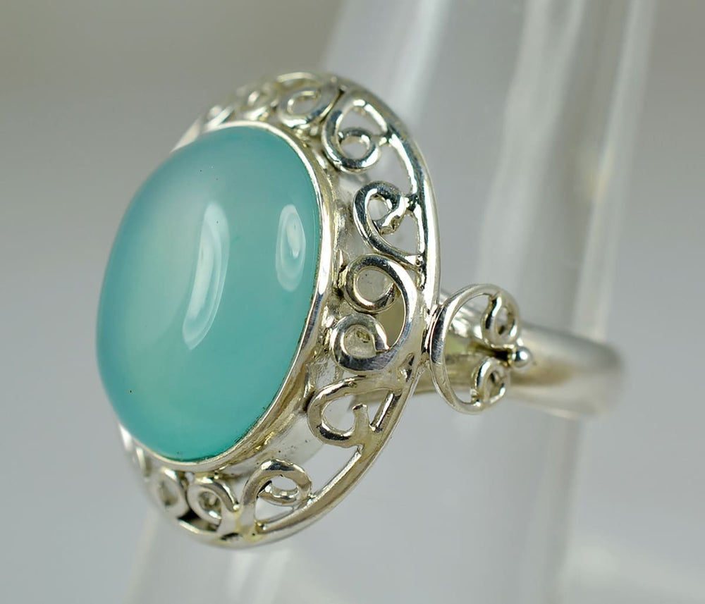 Chalcedony 925 Solid Sterling Silver Handmade Ring Size 3 -14 Us - By Navyacraft