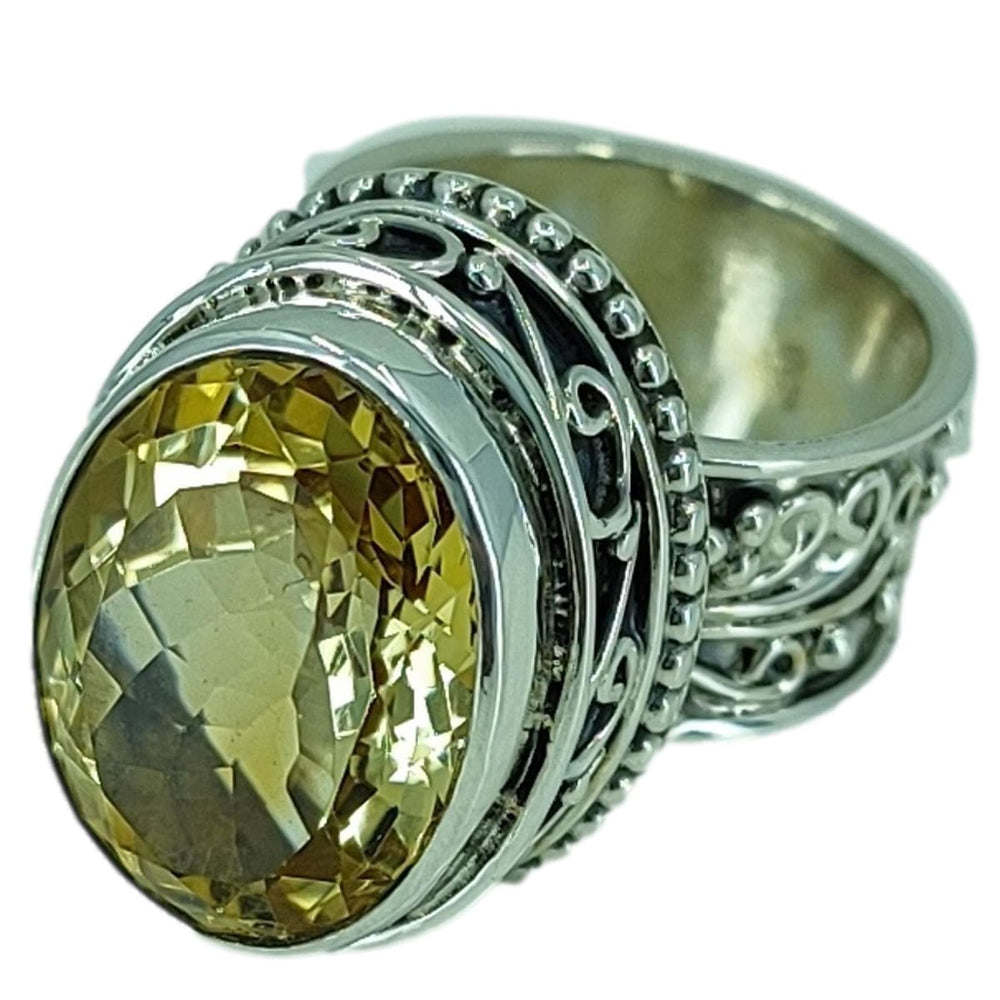Citrine Oval 925 Solid Sterling Silver Handmade Women Ring - By Navyacraft