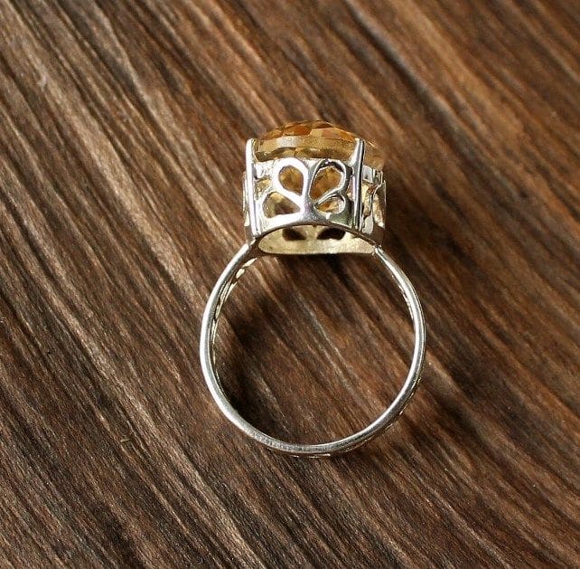 Citrine Oval Gemstone 925 Sterling Silver Handmade Designer Ring - By Aayesha Craft