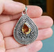 Citrine Pear 925 Solid Sterling Silver Handmade Pendant - By Navyacraft