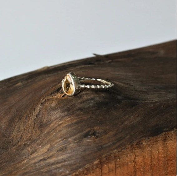 Citrine Pear Shaped 925 Sterling Silver Stylish Handmade Ring - By Aayesha Craft